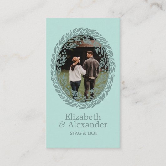 Woodcut Wreath Party Ticket - Mint 名刺 (正面)