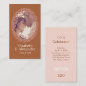 Woodcut Wreath Party Ticket - Rust 名刺 (正面/裏面)