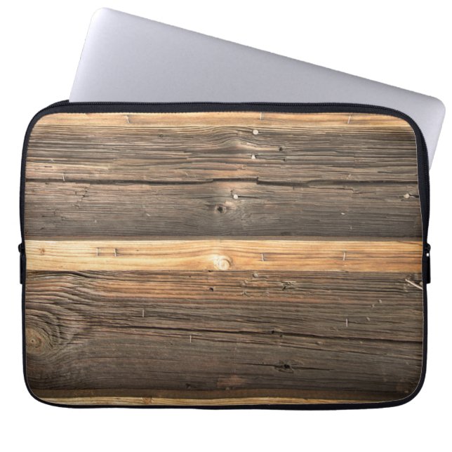 Wooden Bar Realistic Texture Laptop Sleeve ラップトップスリーブ (正面)