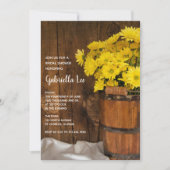 Wooden Bucket Yellow Daisies Barn Bridal Shower 招待状 (正面)
