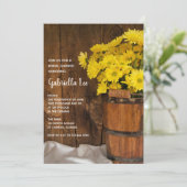Wooden Bucket Yellow Daisies Barn Bridal Shower 招待状 (スタンド正面)