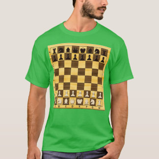 Wooden Chess board with figures  Tシャツ