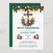 Wooden Cross and Candles Christmas 招待状 (正面/裏面)