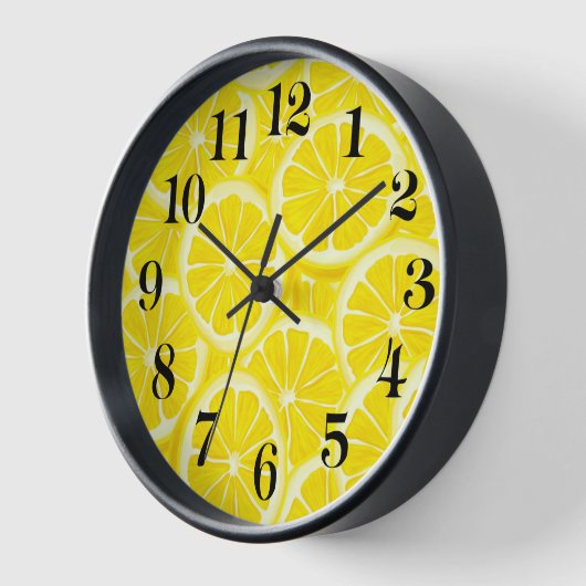Wooden Frame Clock-Lemons Print 壁時計 (傾斜)