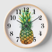 Wooden Frame Clock-Pineapple Print 壁時計 (正面)