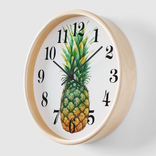 Wooden Frame Clock-Pineapple Print 壁時計 (傾斜)