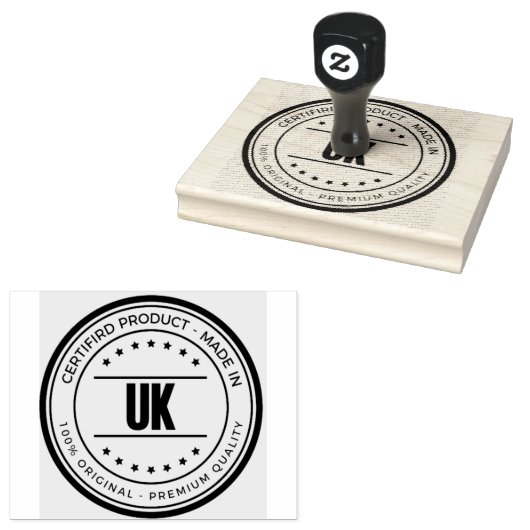 Wooden Handle UK Text Stationery office Red Ink ラバースタンプ (押印)