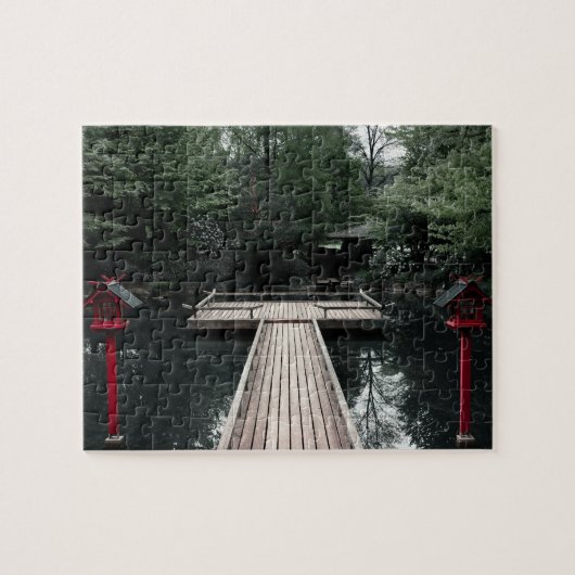 Wooden Pier framed by red Lanterns ジグソーパズル (横)