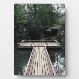 Wooden Pier framed by red Lanterns フォトプラーク