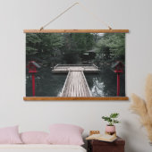 Wooden Pier framed by red Lanterns 吊り下げ型タペストリー (寝室)