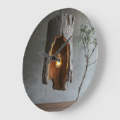 Wooden rustic clock (natural wood texture) ラージ壁時計 (傾斜)