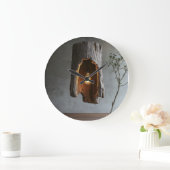 Wooden rustic clock (natural wood texture) ラージ壁時計 (ホーム)