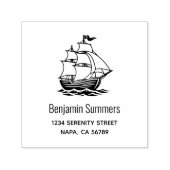 Wooden Sailing Ship Galleon Sea Address セルフインキングスタンプ (デザイン)