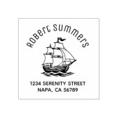 Wooden Sailing Ship Galleon Sea Arch Address ラバースタンプ (インプリント)