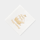 Wooden Sailing Ship Galleon Sea Birthday 箔ナプキン (右)