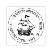 Wooden Sailing Ship Galleon Sea Round Address セルフインキングスタンプ (デザイン)