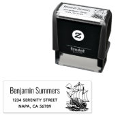 Wooden Sailing Ship Stormy Sea Return Address セルフインキングスタンプ (インサイチュ)