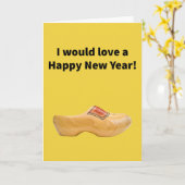 Wooden Shoe - Happy New Year カード (黄色い花)