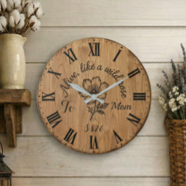 Wooden Style Wild Rose Wall Clock for Mom ラージ壁時計