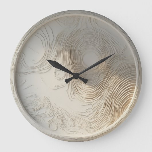 Wooden White Abstract Wall Clock ラージ壁時計 (正面)