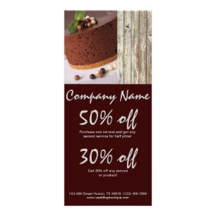 woodgrainの素朴なデザートのチョコレートケーキのパン屋 ラックカード