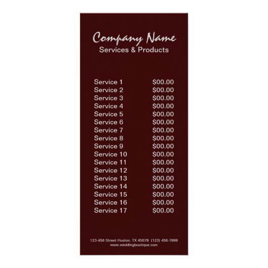 woodgrainの素朴なデザートのチョコレートケーキのパン屋 ラックカード (裏面)