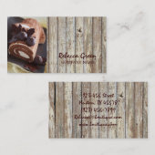 woodgrainの素朴なデザートのチョコレートケーキのパン屋 名刺 (正面/裏面)