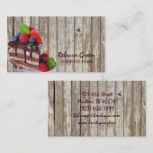 woodgrainの素朴なデザートのチョコレートケーキのパン屋 名刺 (正面/裏面)