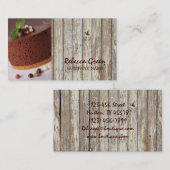 woodgrainの素朴なデザートのチョコレートケーキのパン屋 名刺 (正面/裏面)
