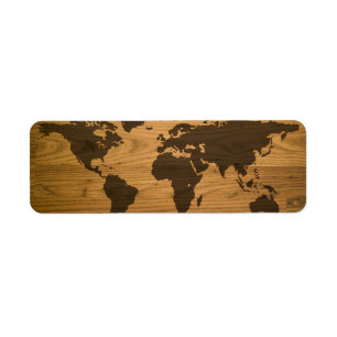 Woodgrainの織り目加工の世界地図 ラベル