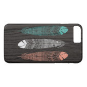 WoodgrainのiPhone 7のプラスの場合で描かれる羽 Case-Mate iPhoneケース (裏面(横))