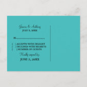 WoodgrainモダンハートRSVPポストカード、アクア インビテーションポストカード (裏面)