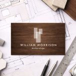 Woodgrain上モダンのArchitectural BlocksロゴII 名刺<br><div class="desc">白いブロックを重ね合わせた抽象芸術をモチーフにしたプロフェッショナル名刺デザインは、建築家、建築業者、実在不動産、建築、インテリアデザイナーなどにとって完璧なアイデンティティーとなる。インスタントロゴの文字フィールドを名前または会社名で更新する。木目の背景イメージに設定して奥行きを追加。この製品は、あなたのビジネスをブランド化するための一連の調整オフィス用品の一救済部に含まれている。オリジナルアートとデザイン© 1201AMデザインスタジオ | www.1201am.com</div>