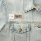 Woodgrain素朴従業員の会社ロゴの青ID 名札 (インサイチュ)