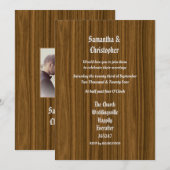 Woodgrain wedding photo invitation 招待状 (正面/裏面)