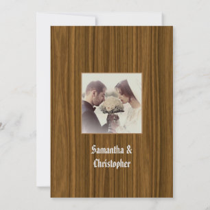 Woodgrain wedding photo invitation 招待状