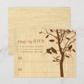 Woodgrain with Brown Love Birds RSVP (正面/裏面)