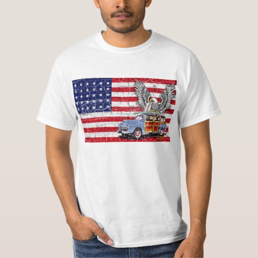 WOODIE米国の旗のTシャツ Tシャツ (正面)