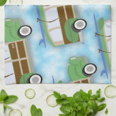 Woodie Surfinワゴンパターン キッチンタオル (折り畳み)