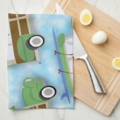 Woodie Surfinワゴンパターン キッチンタオル (四つ折り)