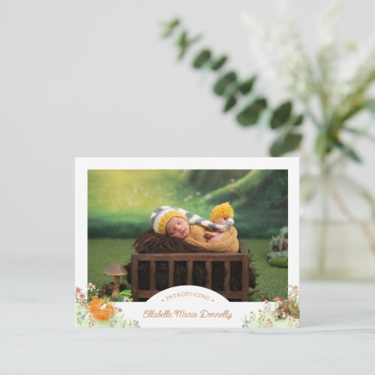 Woodlandキツネ写真誕生発表葉書 案内ポストカード (スタンド正面)