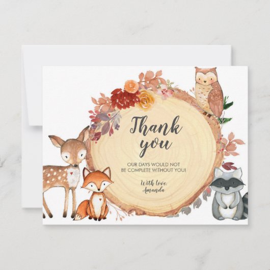Woodlandフローラ動物サンキューカード サンキューカード (正面)
