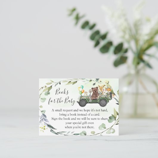 Woodland本を持って来る赤ちゃんシャワー挿入カード プレイスカード (スタンド正面)