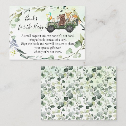 Woodland本を持って来る赤ちゃんシャワー挿入カード プレイスカード (正面/裏面)