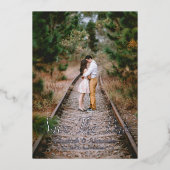 Woodland素朴は日付カードを保存 箔招待状 (正面)