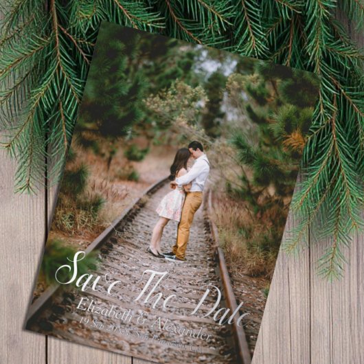 Woodland素朴は日付カードを保存 箔招待状