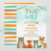 Woodland 2nd Birthday Invitation, Two Wild Invite 招待状 (正面/裏面)