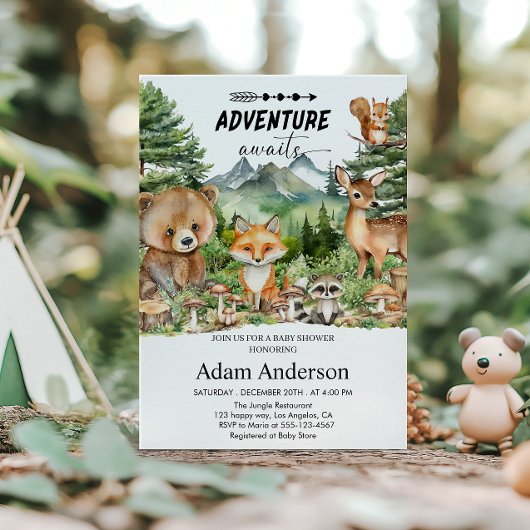 Woodland Adventure Baby Shower Invitation | Forest 招待状
