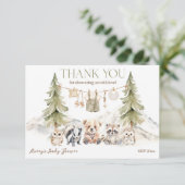 Woodland Adventure Oh Boy Baby Shower サンキューカード (スタンド正面)