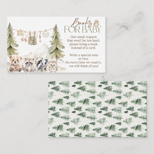Woodland Adventure Oh Boy Baby Shower Books エンクロージャーカード (正面/裏面)
